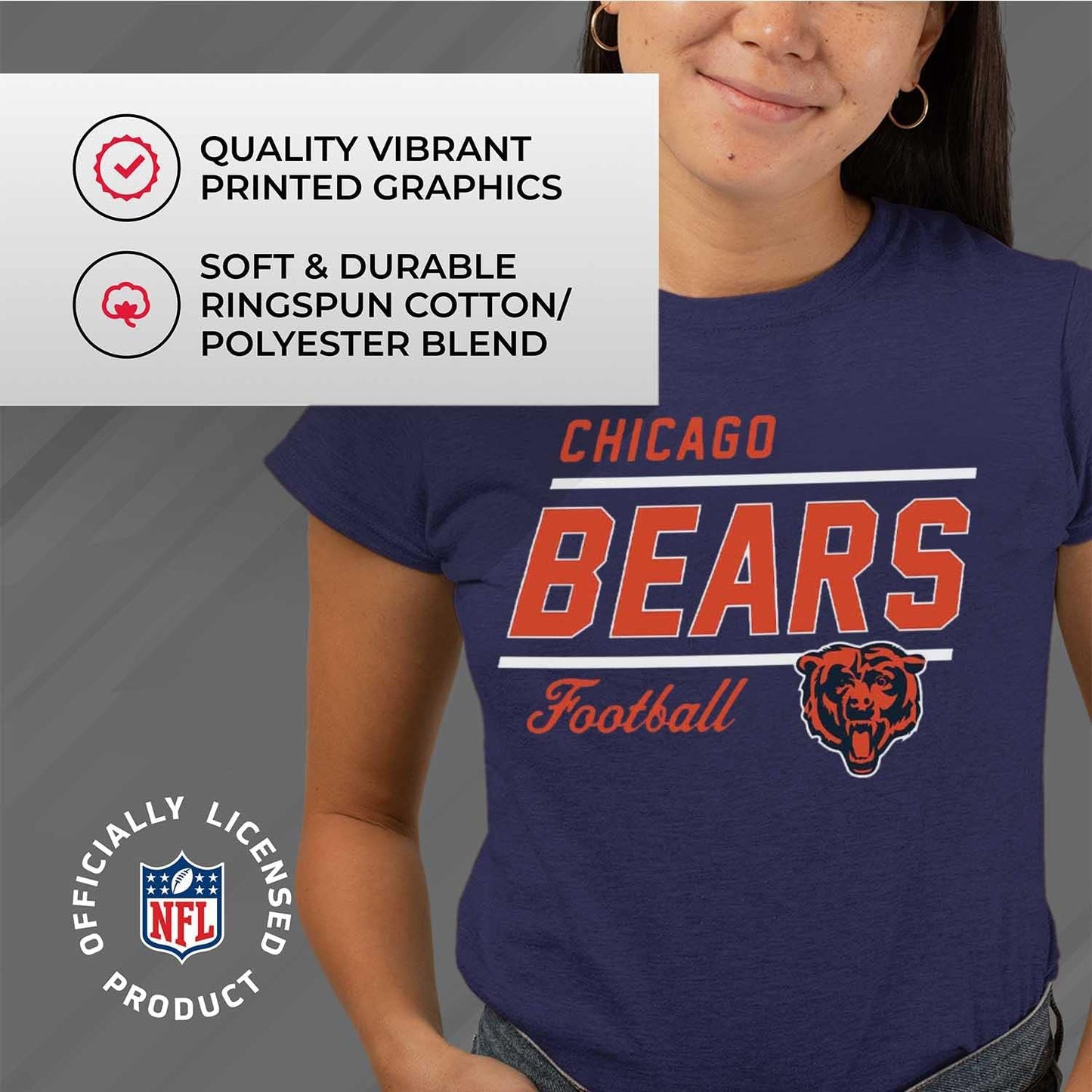 NFL Women's Relaxed Fit Gameday T-Shirt - Stay Cool & Stylish with Rib Neck Contour & Tagless Design