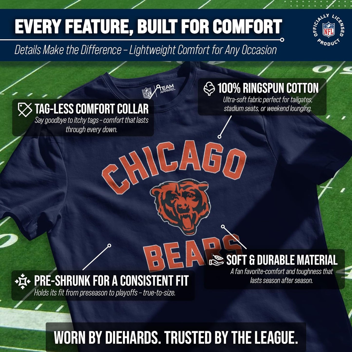 NFL Adult Gameday T-Shirt - Tagless Cotton Blend - Show Your Team Spirit in Comfort!