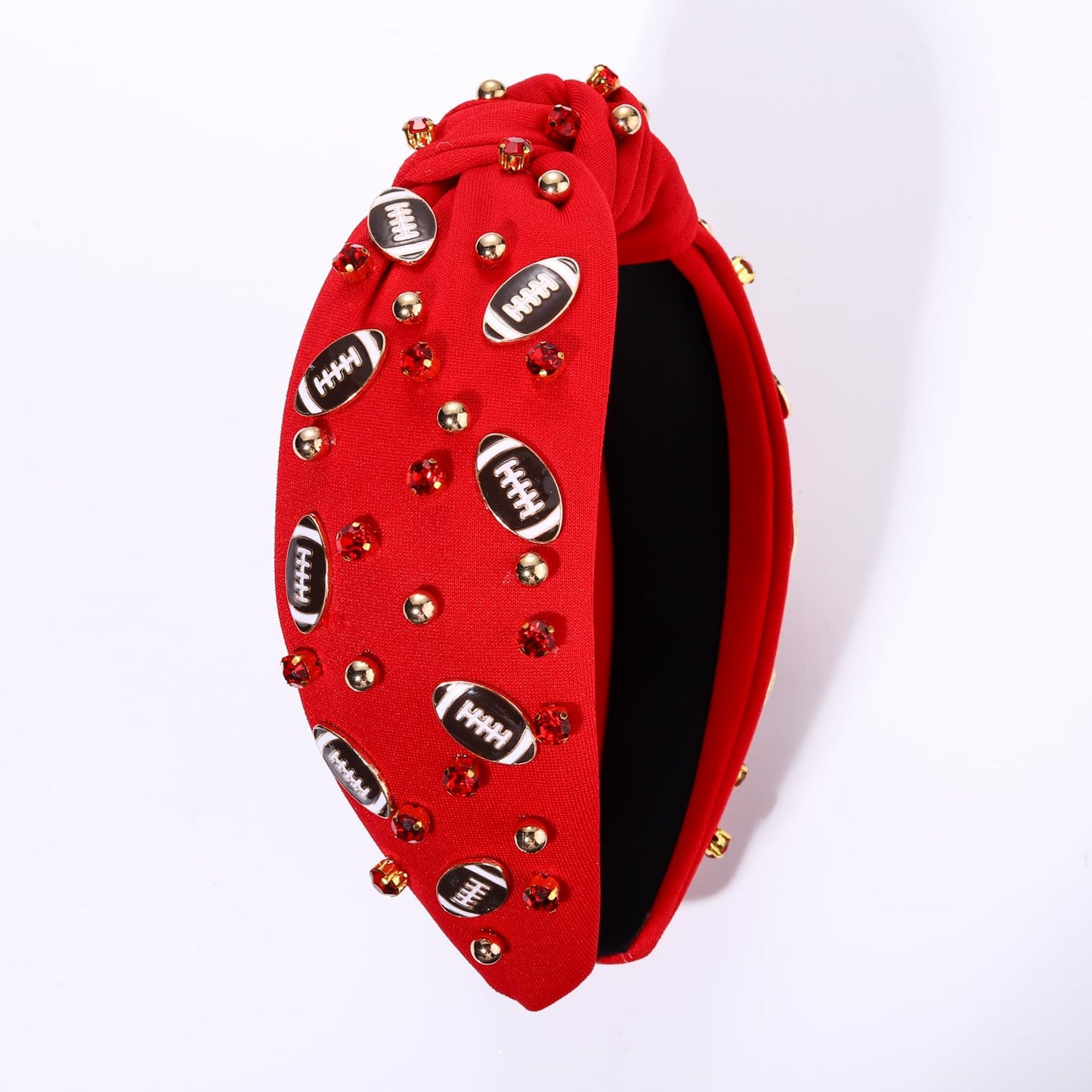 Glam Up Your Game Day: Women's Football Headband with Crystal Rhinestones - Perfect Gift for Football Moms (Red 2)