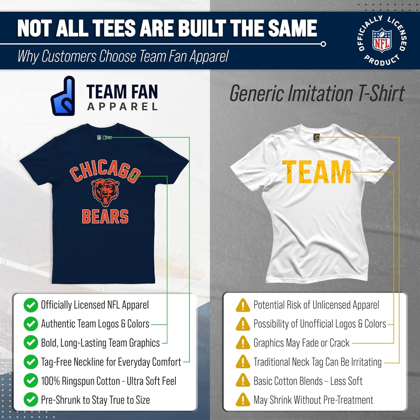NFL Adult Gameday T-Shirt - Tagless Cotton Blend - Show Your Team Spirit in Comfort!