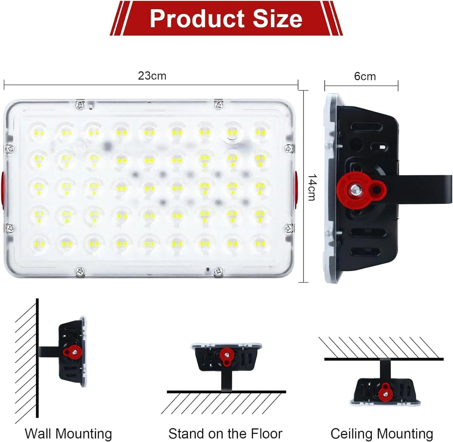 2 Pack 100W LED Outdoor Flood Light, Waterproof, 6500K, for Yard, Garden, Garage, Stadium