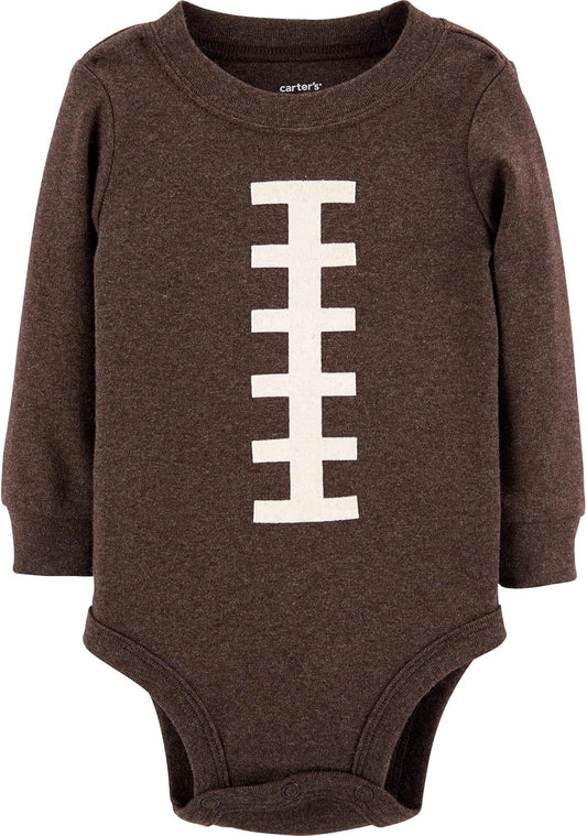 Adorable Carters Baby Boys Thanksgiving Football Long Sleeve Bodysuit - Perfect for the Holiday Season (18 Months, Brown)